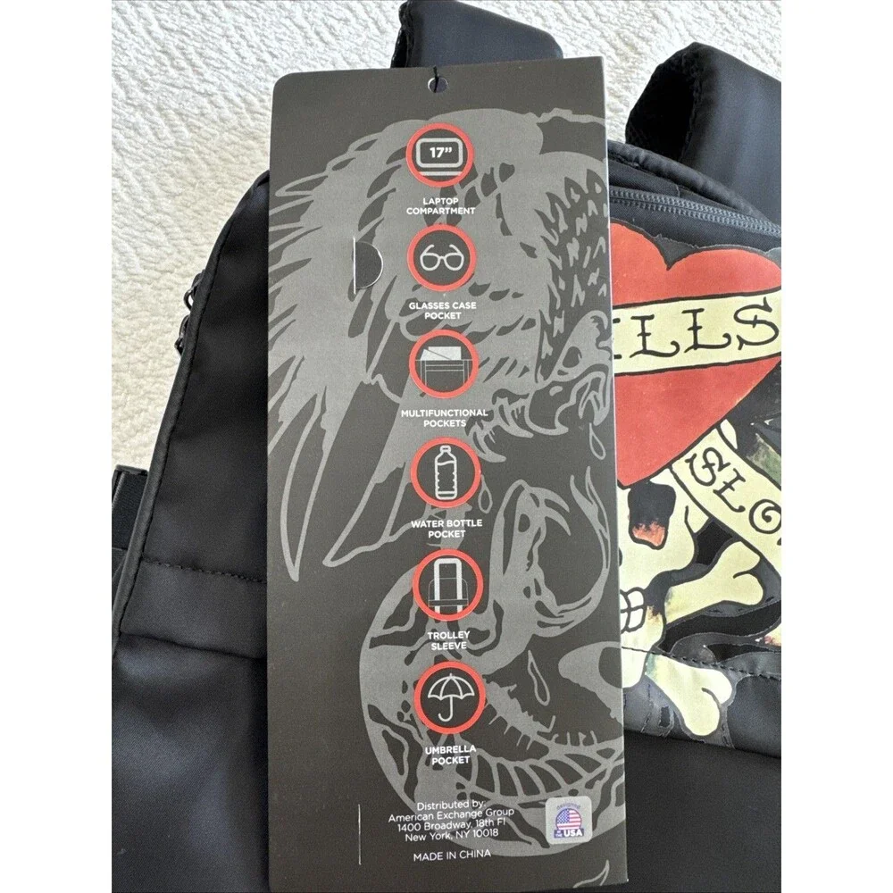 New Y2K Retro Ed Hardy Multi-Functional 2-in-1 Travel Backpack / Suitcase NWT